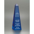 Medium Azure Blue Obelisk Optical Crystal Award